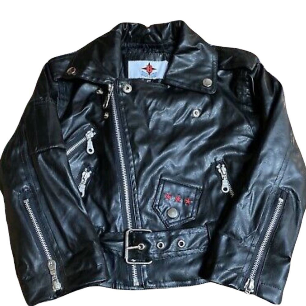 BIKE STAR BLACK MOTO Boys 2T black faux leather motorcycle jacket